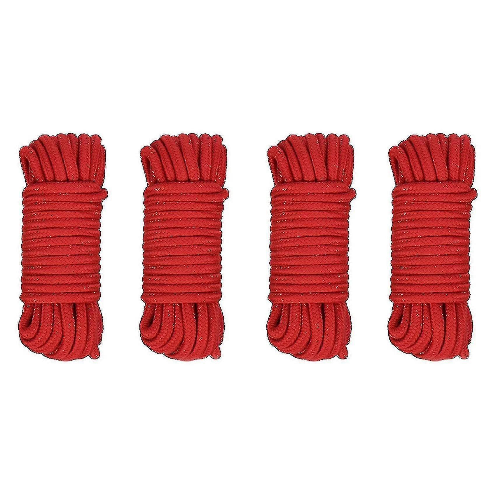 2 Stück Rotes Baumwollseil, 8 Mm Weiches Bindeseil Für Camping, 10 M / 33 Fuß