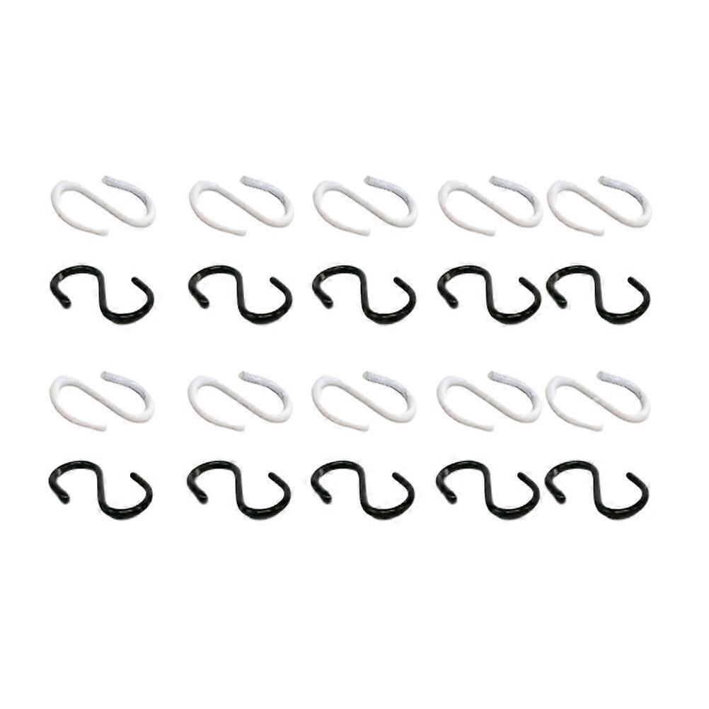 2er-set/20 Stück Hängehaken Aus Legierung, Kleine S-förmige Haken, Tragbare Aufhänger, Ornamente, Puppenhaus-requisiten (schwarz, Weiß)-1.50x0.90x0.20cm