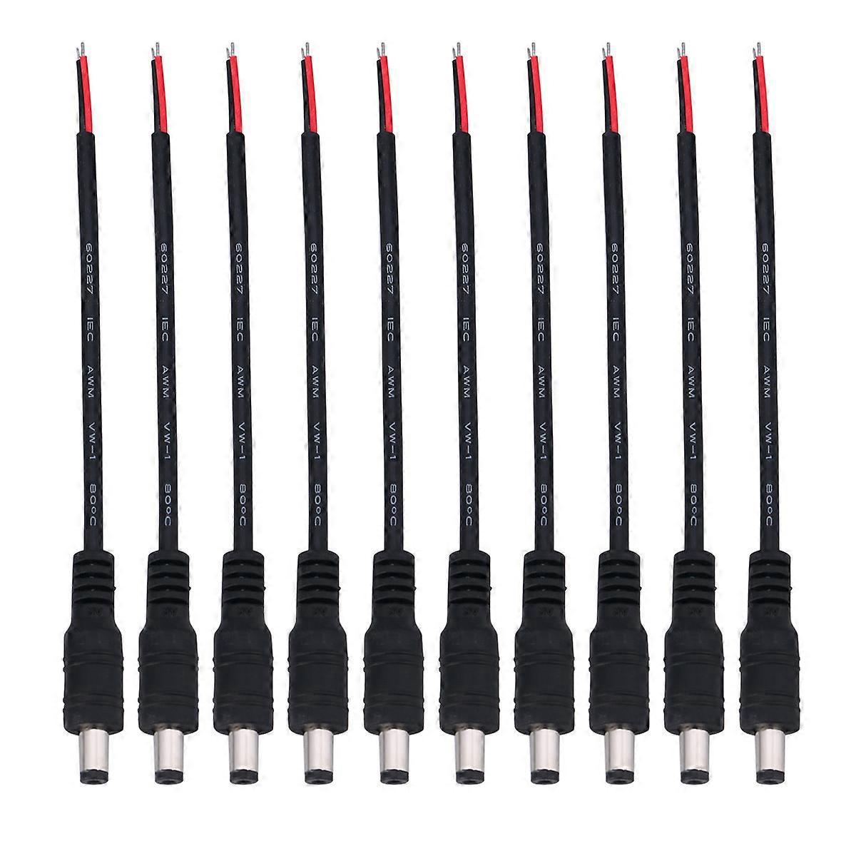 10 Stück 5,5 X 2,1 Mm Stecker-netzstecker-adapter Für Überwachungskameras (schwarz)-15.00x1.00x1.00cm-black