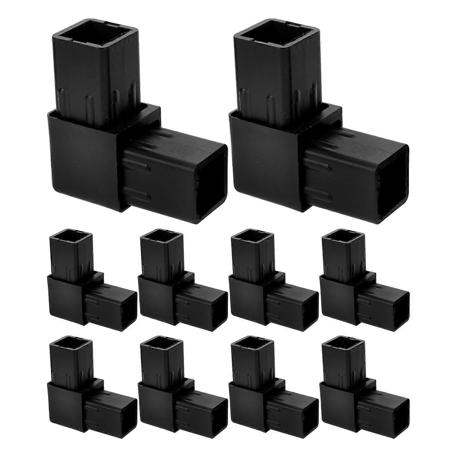 10 Stück Vierkantrohrverbinder, 2-wege-verbinder, L-förmige Rohrverbindungen-6.00x6.00x2.50cm-black