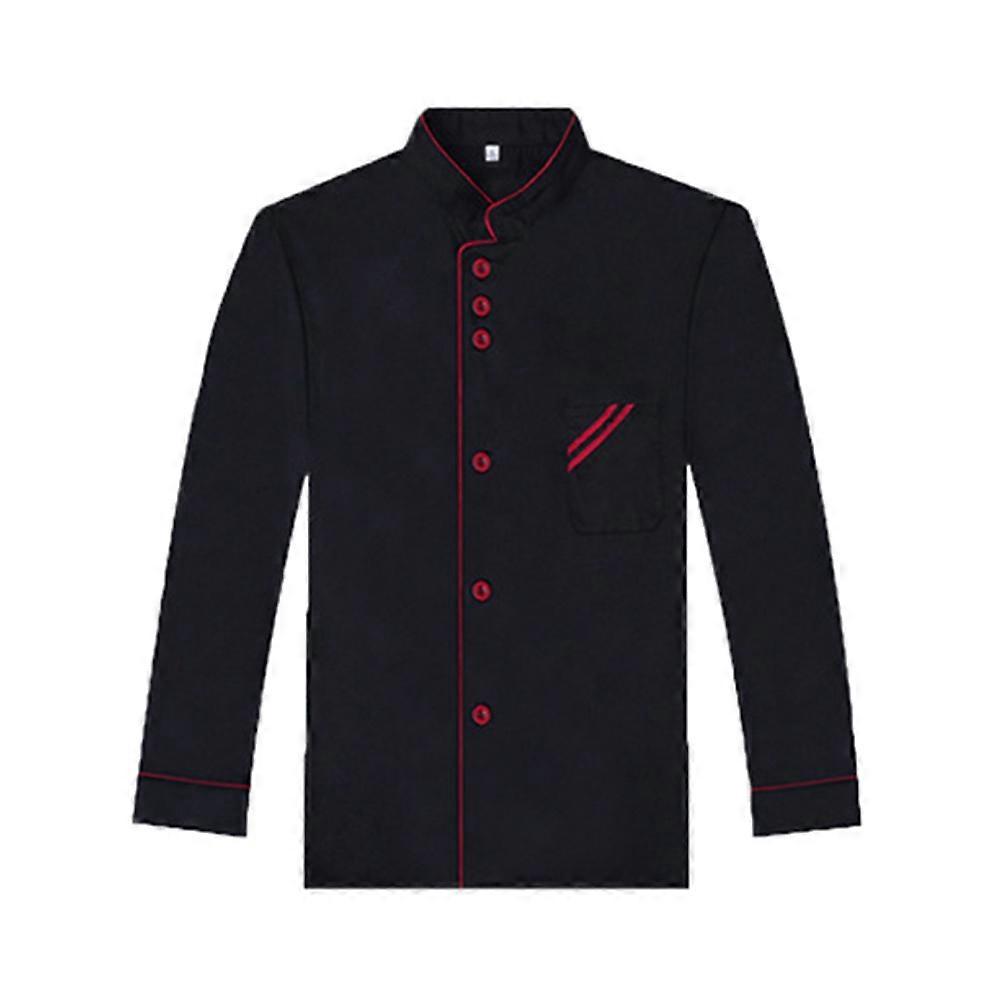 Langärmlige Kochuniform, Unisex, Basic-kochhemd Für Gastronomie, Bäckerei, Hotel, Restaurant - Größe Xl (schwarz)-xl-black