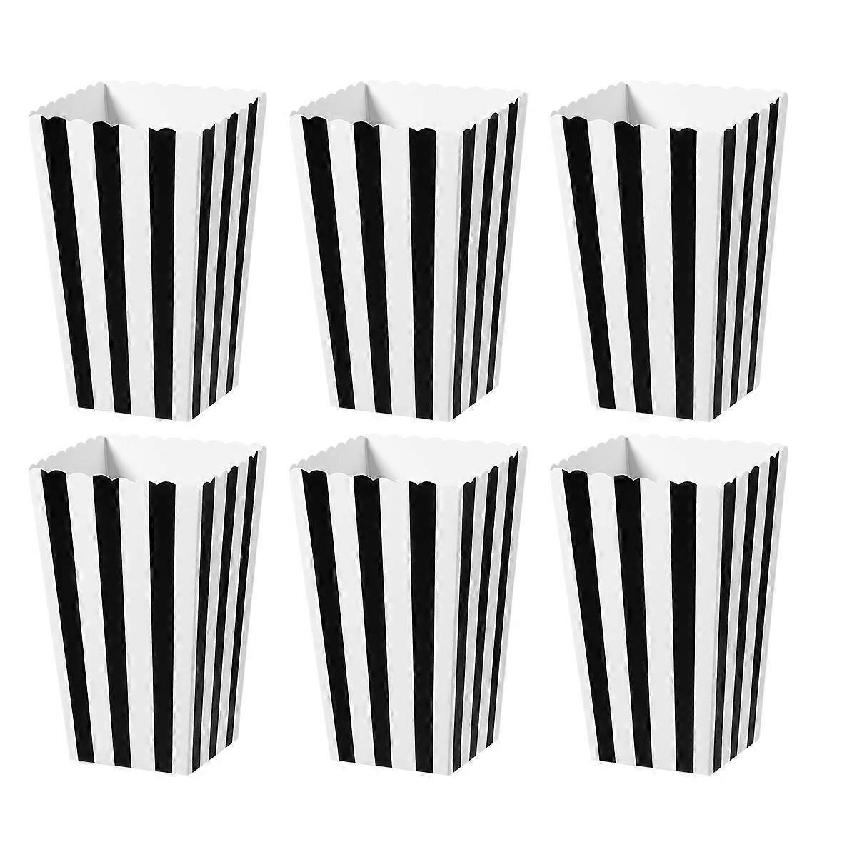 Toymytoy 24 Stück Popcorn-boxen, Halter, Behälter, Kartons, Papiertüten, Gestreifte Boxen Für Kino, Desserttische, Hochzeitsgeschenke (schwarz)