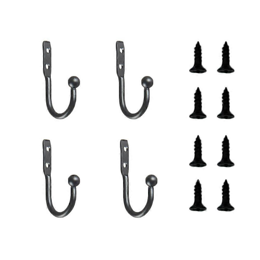 12 Stück Mini-haken, Einzelne Kleine Wandhaken, Dekorative Türhänger, Wandhaken Aus Metalllegierung, Schwarze Haken (4 Haken Und 8 Schrauben)-12 Pcs