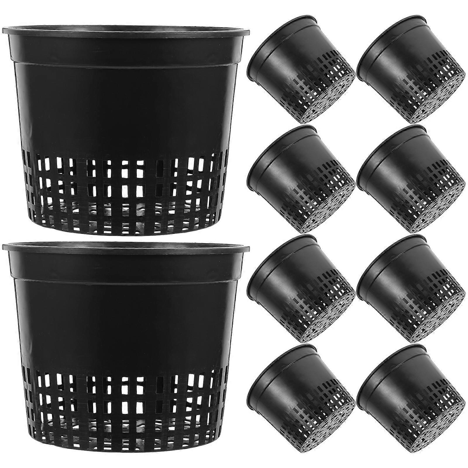 10 Stück Hydroponik-kunststoff-anbaubecher, Erdlose Kulturkörbe, Kunststoff-pflanzkörbe, Wasser-, Gras- Und Pflanztöpfe Für Laden, Zuhause, Balkon (schwarz)-13.00x13.00x10.00cm-black