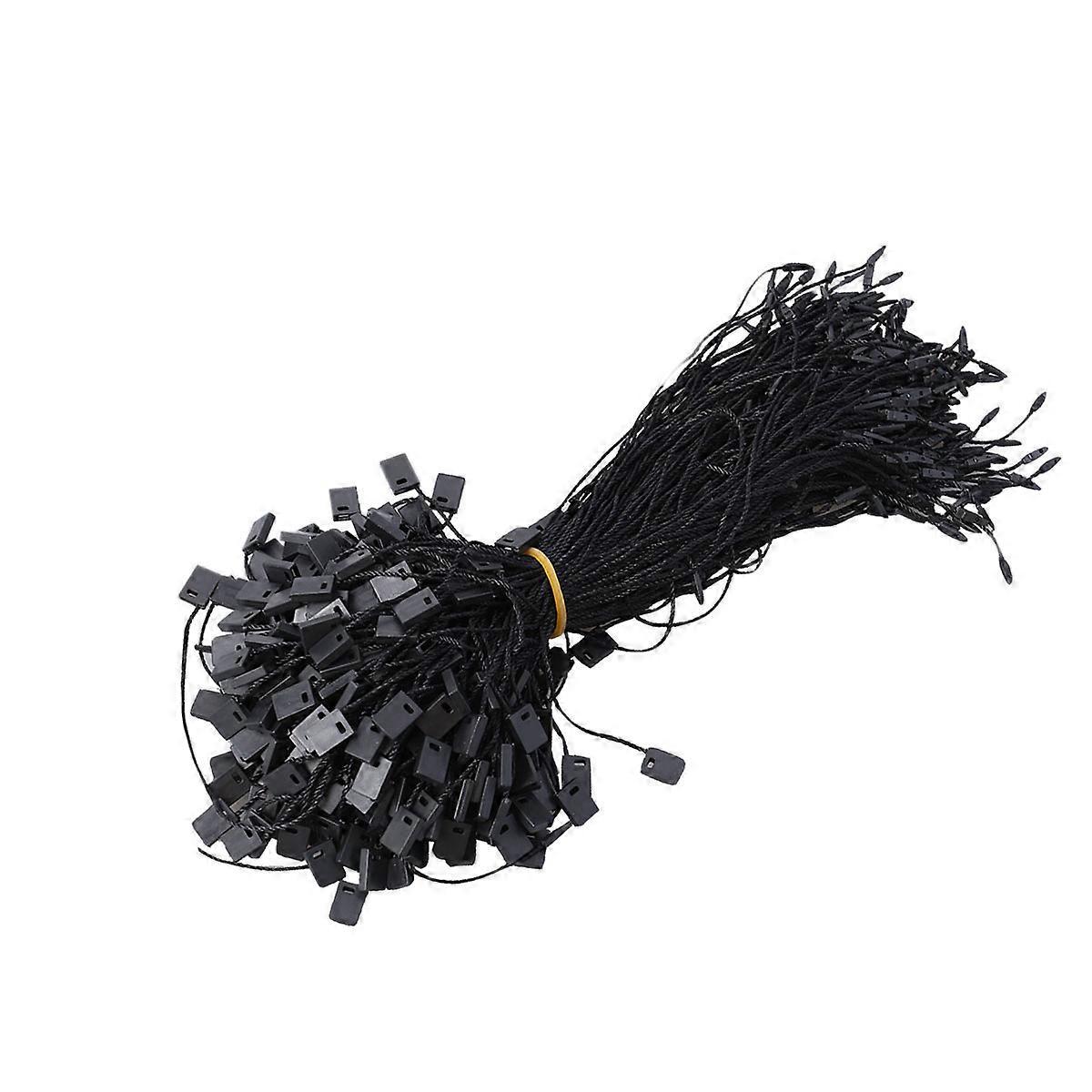 950 Stück Schwarze Etikettenschnur, Nylonschnur, Druckknopf, Verschlussstift, Schlaufenverschluss, Hakenbinder (schwarz)-black