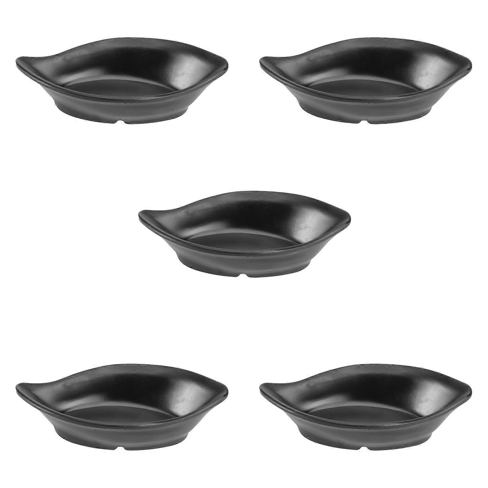 5-teiliges Set Melamin-saucenschälchen, Schwarze Saucenschälchen, Dipschalen, Keramik-imitations-gewürzteller, Essigschalen, Gewürz-dipteller-5pcs-black