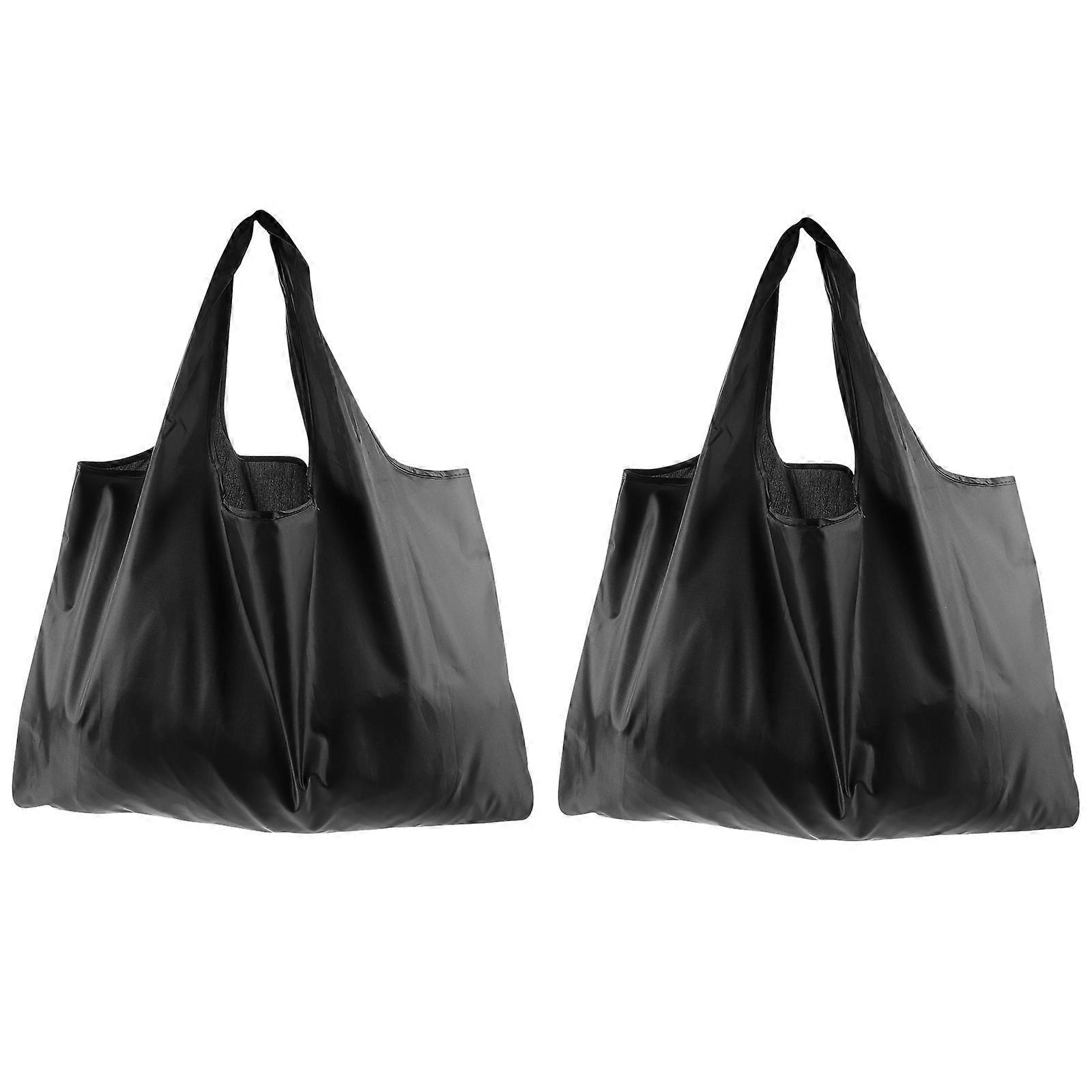2 Stück Tragbare Einkaufstaschen, Schultertaschen, Tragetaschen, Stoffhandtaschen (schwarz)-50x40cm-black