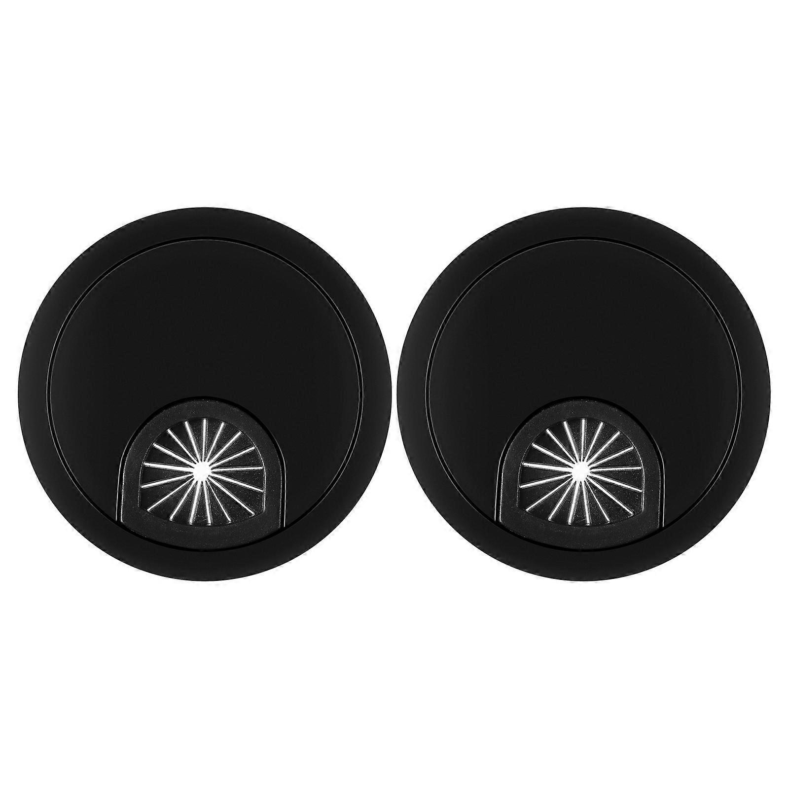 Stück 60 Mm Computertisch-kabelaufwicklungs-ausführungsöffnungsabdeckungen, Gebürstete Textur, Desktop-gewindebox-verkabelungskanalabdeckungen Für Heimbüro (schwarz)-black