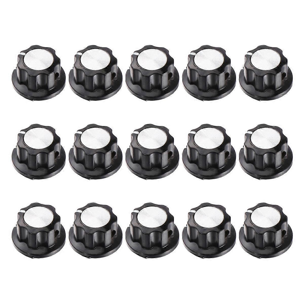 15-teiliges Potentiometer-knopfset, Drehschalterknöpfe, Kappen, Gerändelte Achse, Bakelitknopf, Steuerknopf, Kompatibel Mit 6-mm-bohrung, Mf-a01, Wh118, Wx050, Potentiometer-1.8x1.5cm-black