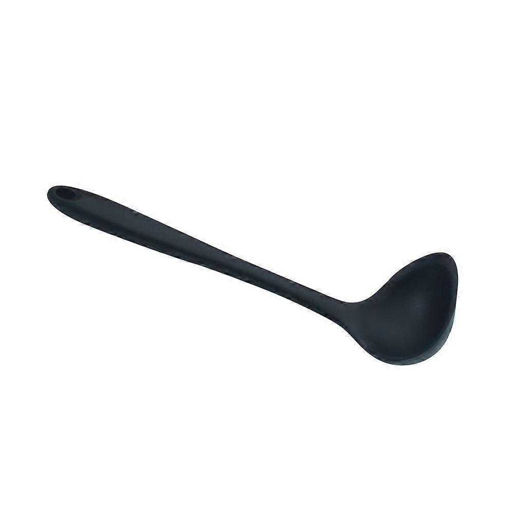 Antihaft-silikon-suppenlöffel Mit Langem Griff, Kochlöffel, Einfarbig, Suppenkelle, Kochgeschirr, Küchenutensil Für Zuhause Und Restaurant (schwarz)-29.50x9.00x2.00cm-black