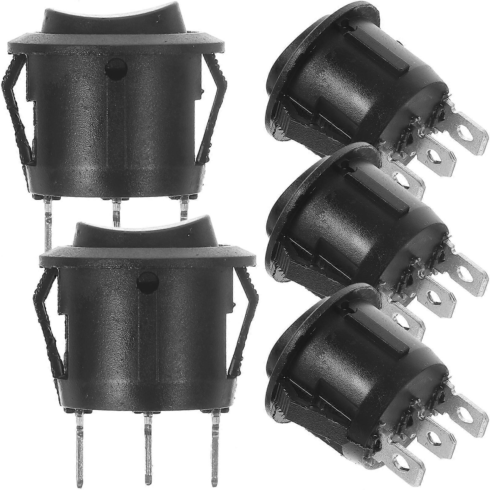 5 Stück 3 23mm Runde Kfz-wippschalter, Einpolige Umschalter, Druckknöpfe (schwarz)-3.00x2.30x2.30cm-black
