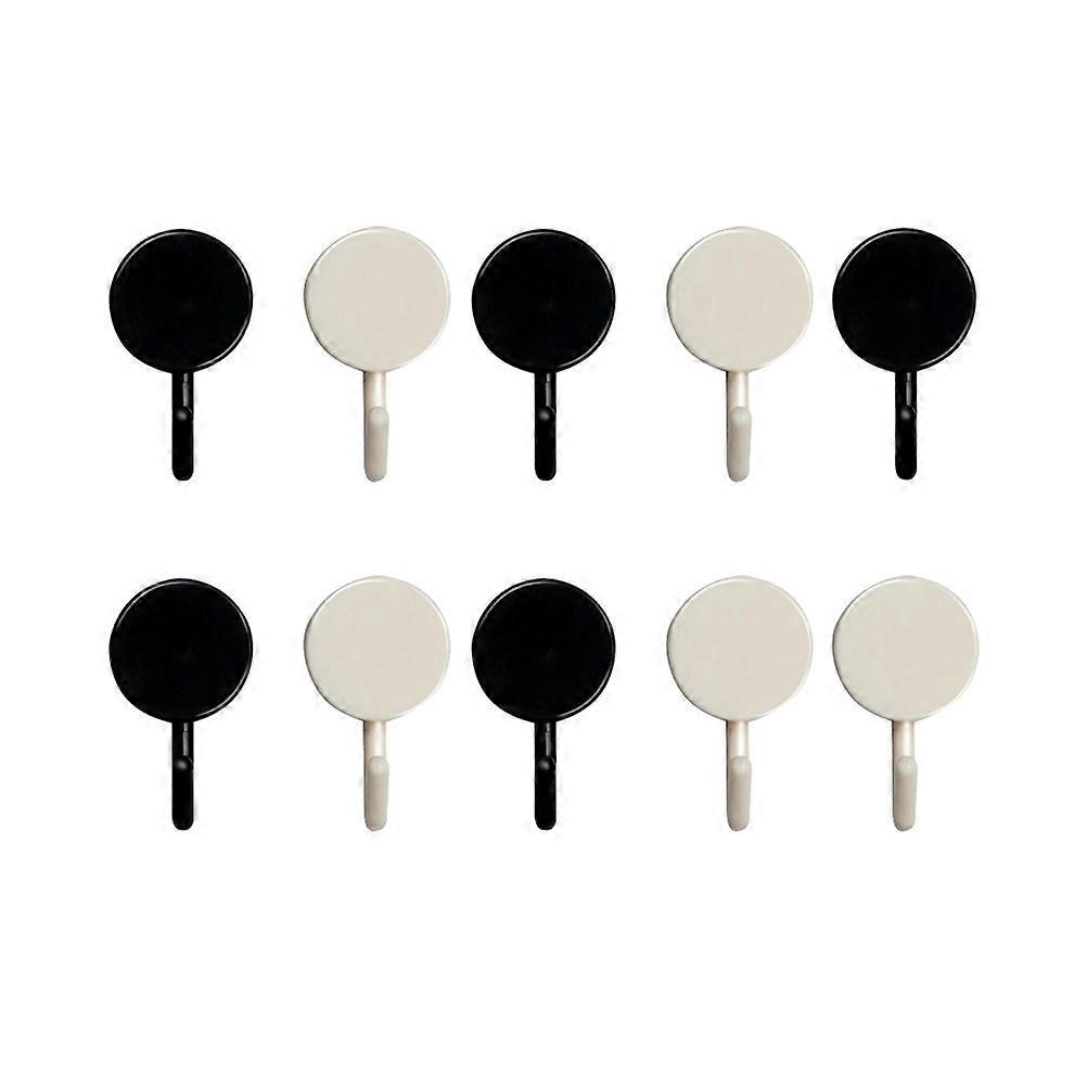 10 Stück Praktische, Selbstklebende Haken Ohne Bohren, Ideal Zum Aufhängen Von Hüten, Handtüchern, Schlüsseln, Kleidung Und Mänteln In Küche Und Haushalt (weiß + Schwarz)-2.85cm