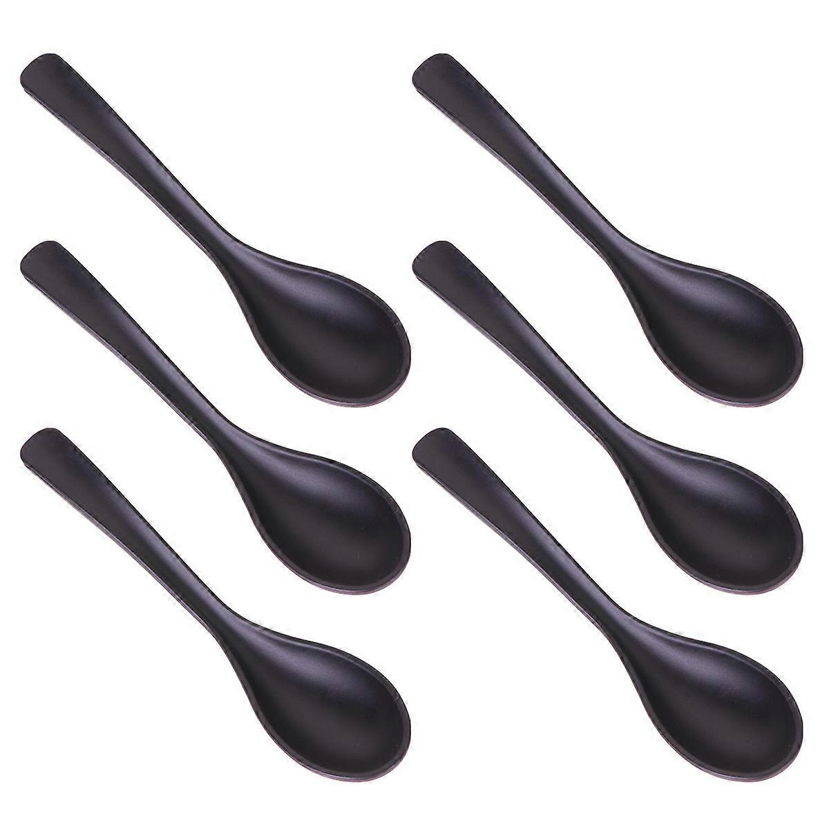 6-teiliges A5 Melamin-besteckset, Schwarze Suppenlöffel In Porzellanoptik, Robustes Geschirr Für Zuhause (140071)-17.1x4cm-black