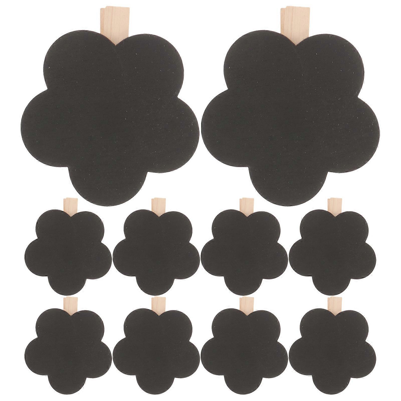 10 Stück Mini-tafelclips Aus Holz, Kreidetafelclips, Nachrichtenclips Aus Holz-7x7cm-black
