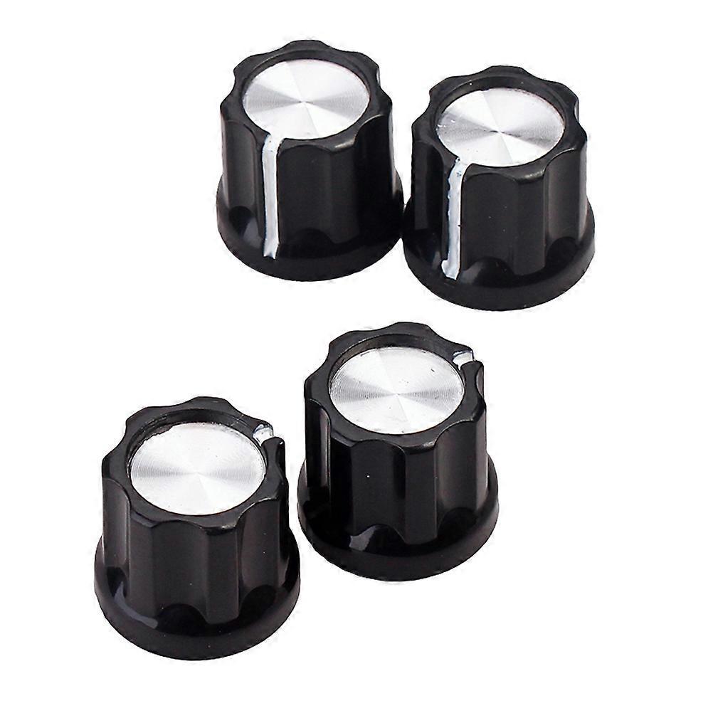Stück Schwarze/silberne Gitarren-/bassverstärker-knöpfe, D-förmige Potentiometerknöpfe (schwarz)-1.7mm-black