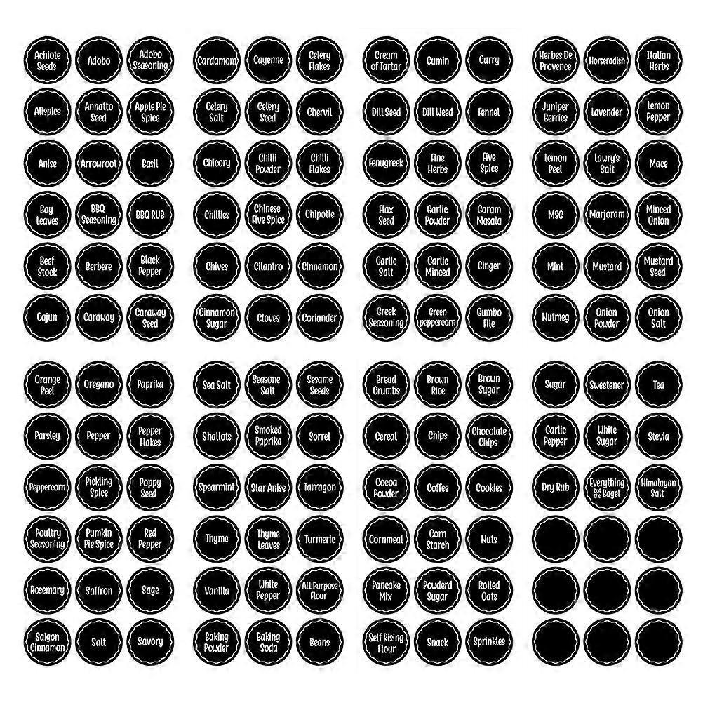 144 Stück Praktische Zutaten-gewürzetiketten, Aufkleber Mit Gewürznamen (schwarz)-28x14cm-black
