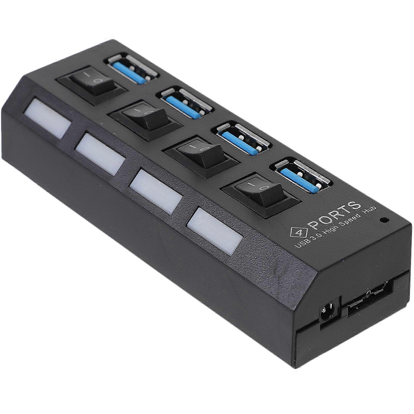 Stück Usb 3.0 Hub, Unabhängiger Hub, High One Tow Four Hub, Usb 3.0 Extended Hub, 4-port-leitungsverteiler (schwarz), Us-stecker-10.50x3.50x2.50cm-black