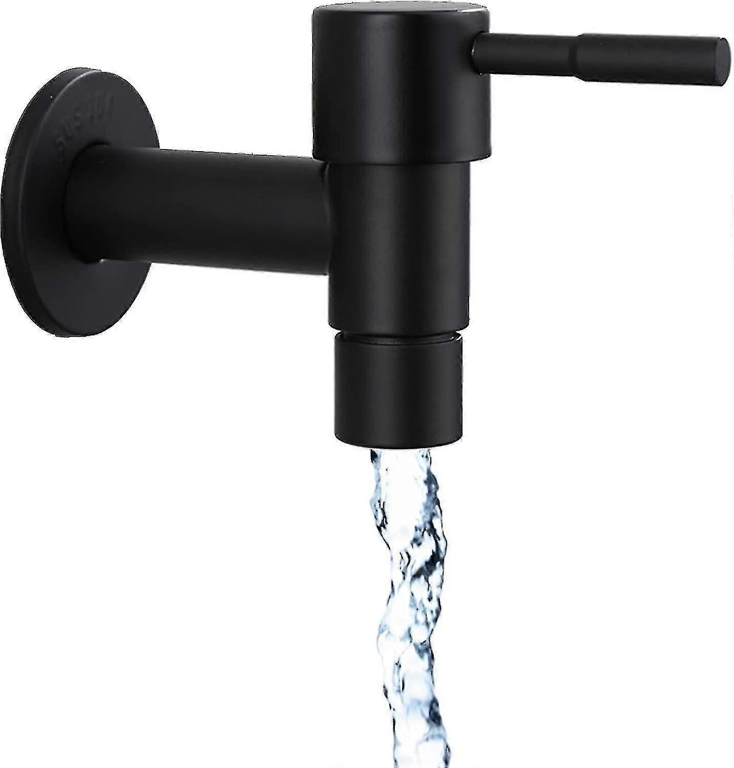 Küchenarmatur, Schwarz, Schnellanschluss, Einzelarmatur Für Kaltwasser, Badezimmerarmatur Aus Edelstahl, Gartenarmatur, Wandarmatur Für Waschmaschine Für Zuhause