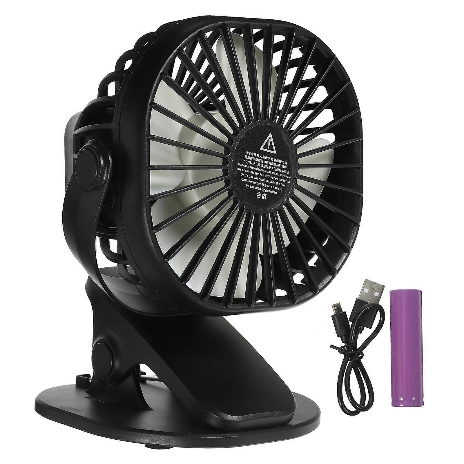 Wiederaufladbarer Usb-tischventilator Mit Clip, Verstellbarer Elektrischer Ventilator Für Zuhause, Büro Und Auto (schwarz)-black