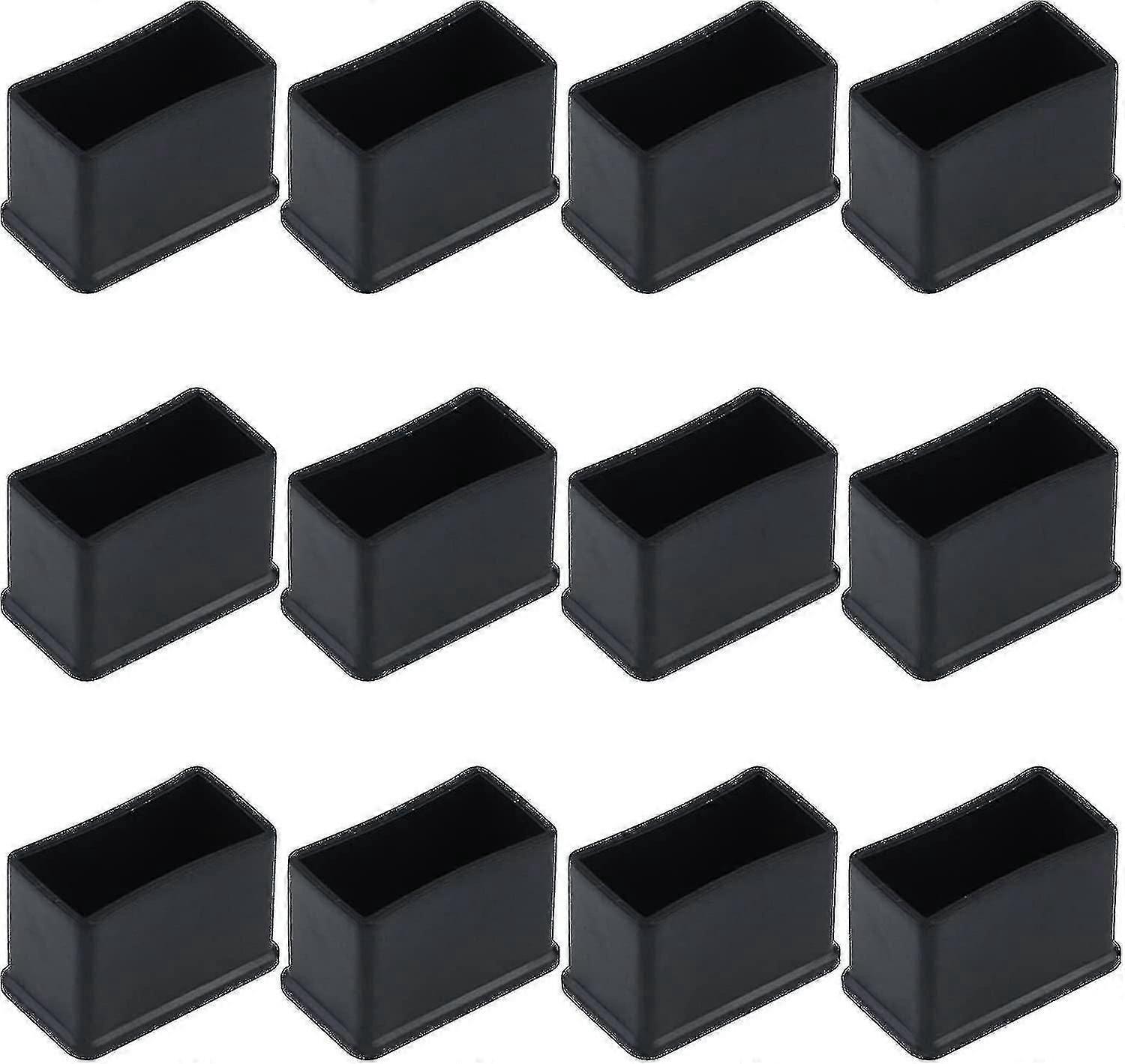 12er-packung 15 X 30 Mm Schwarze Rechteckige Tisch- Oder Stuhlbeinschutzkappen Aus Gummifilz