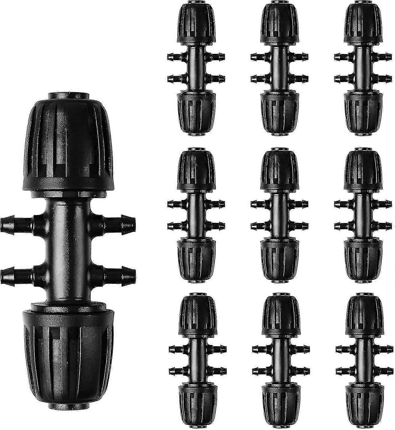 Gartenbewässerungsschlauchverbinder, T-stücke Mit Widerhaken Für Tropfbewässerung (1/2" Bis 1/4"), 6-fach Verstellbar, Schwarz