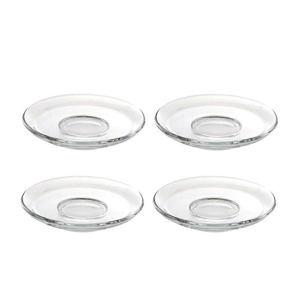 4er-set Durchsichtige Glasuntertassen, Runde Glasteller, Dekorative Kaffeeuntertassen, Snackschalen-9.00x9.00x1.50cm-transparent Color