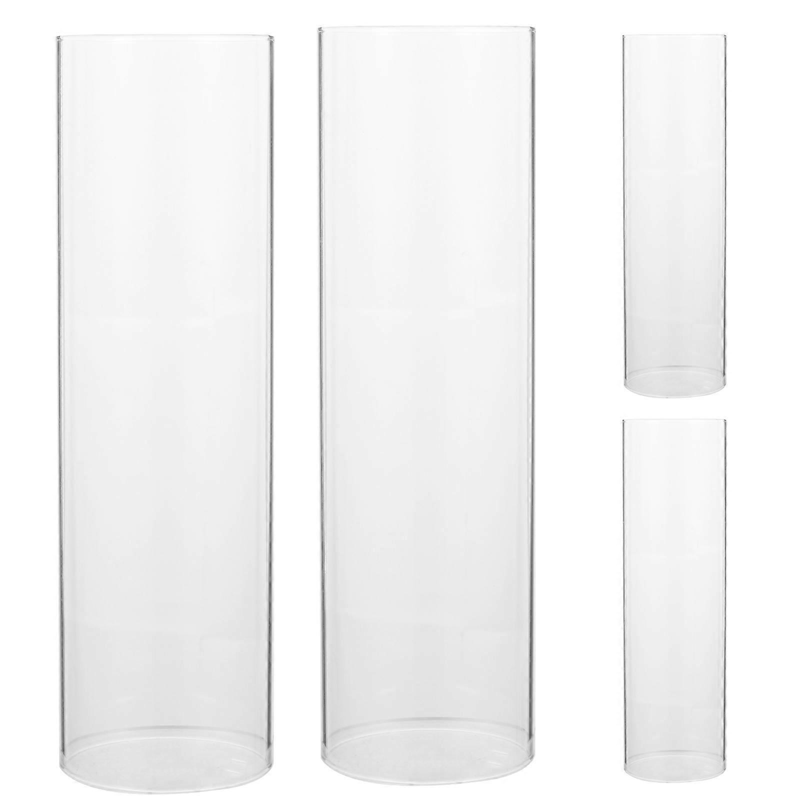 4 Stück Schlichte, Transparente Glas-kerzenschirme (6 X 20 Cm)-20.00x6.00x6.00cm-transparent
