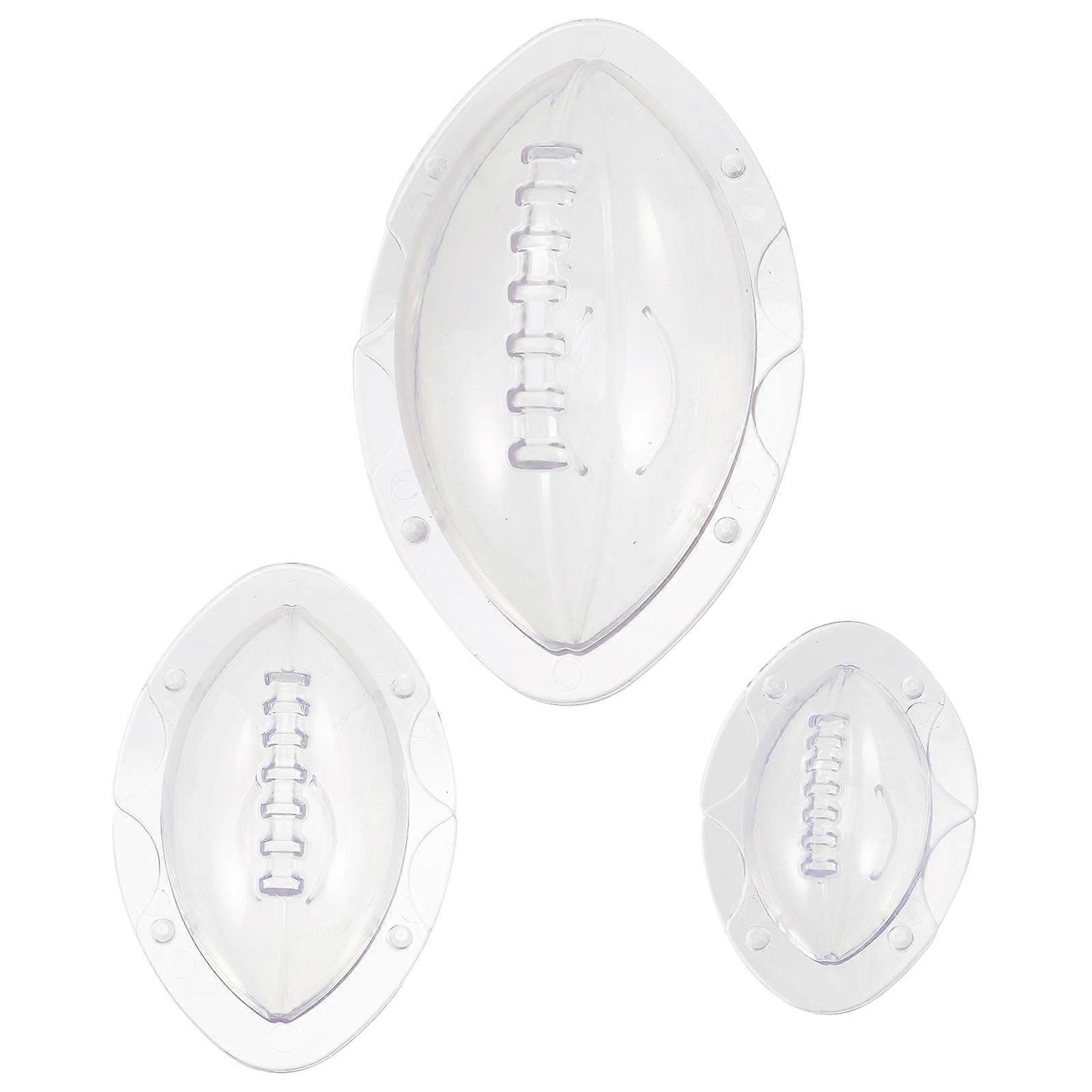 3-teiliges Rugby-kuchenformen-set, Fondant-backformen, Kreative Rugby-formen, Transparente Rugby-formen-12.5x7.2cm-transparent