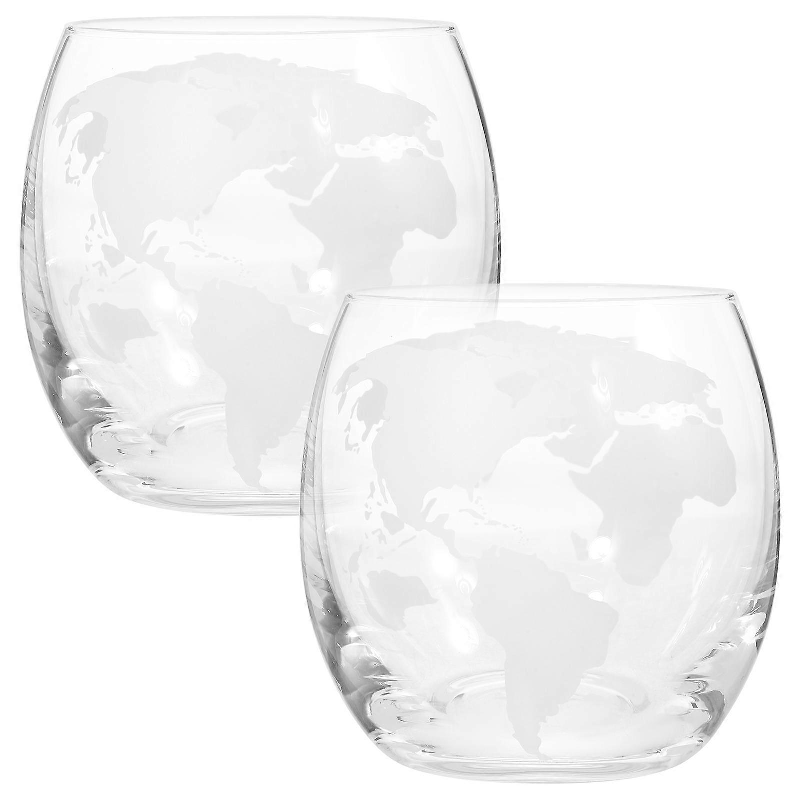 Stück Transparente Glasbecher Mit Landkartenaufdruck, Trinkgläser-8.50x8.50x8.50cm-transparent