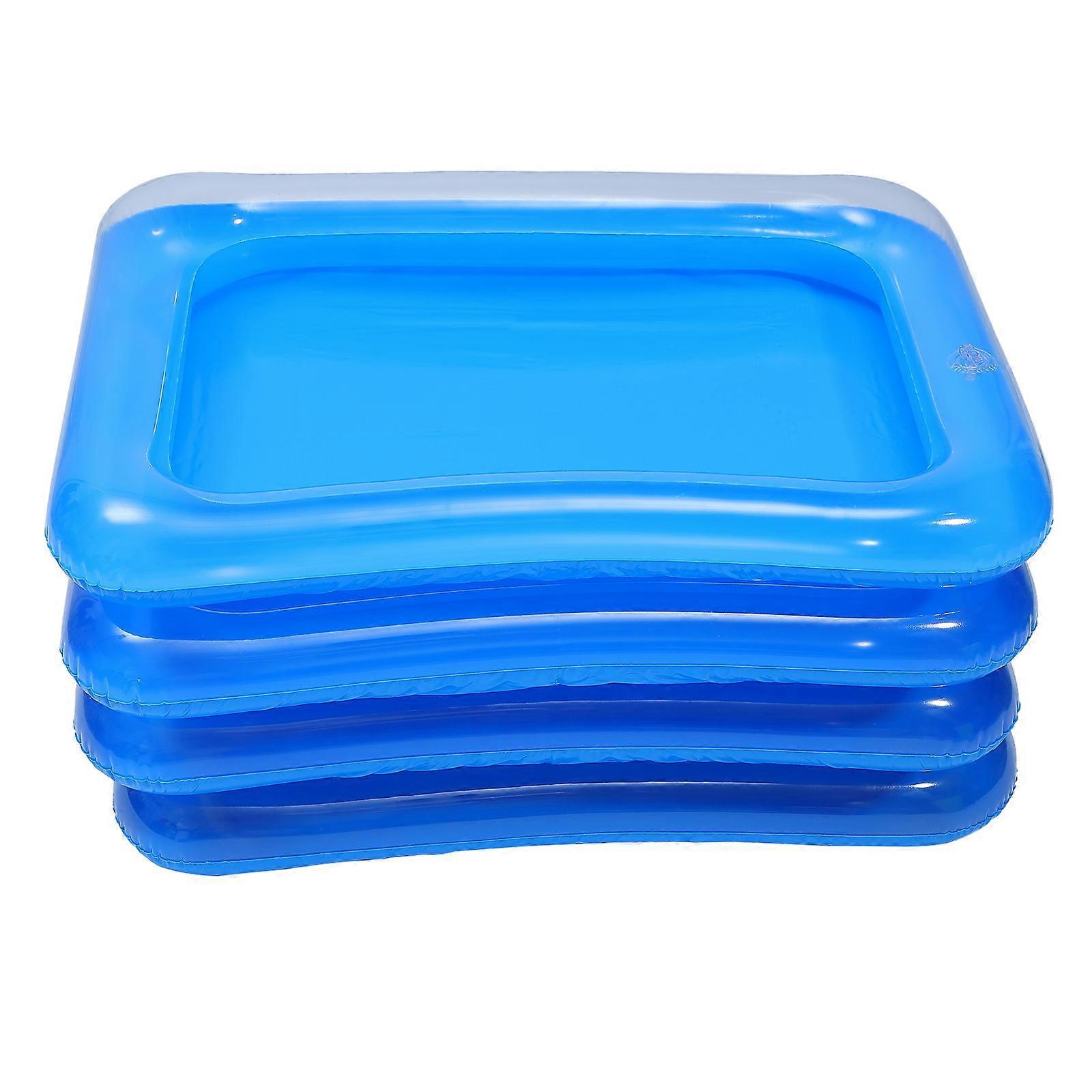 4er-set Aufblasbare Eis-servierstangen, Kühlboxen, Eis-serviertabletts (transparent)-60x45x13cm-transparent Blue