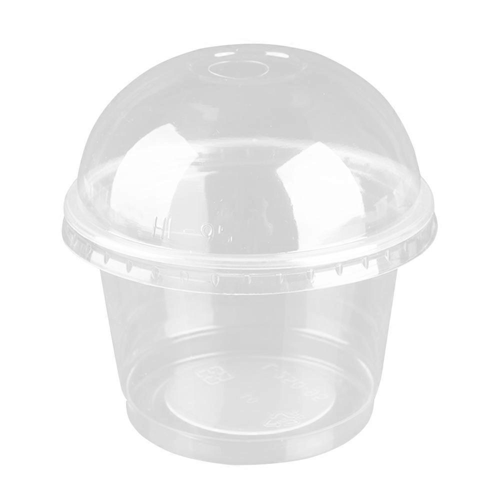 25 Stück 250 Ml Einweg-salatbecher, Transparente Kunststoff-dessertschalen Mit Deckel Für Bar, Café Und Zuhause (gewölbter Deckel Mit Loch)-9.50x9.50x6.40cm