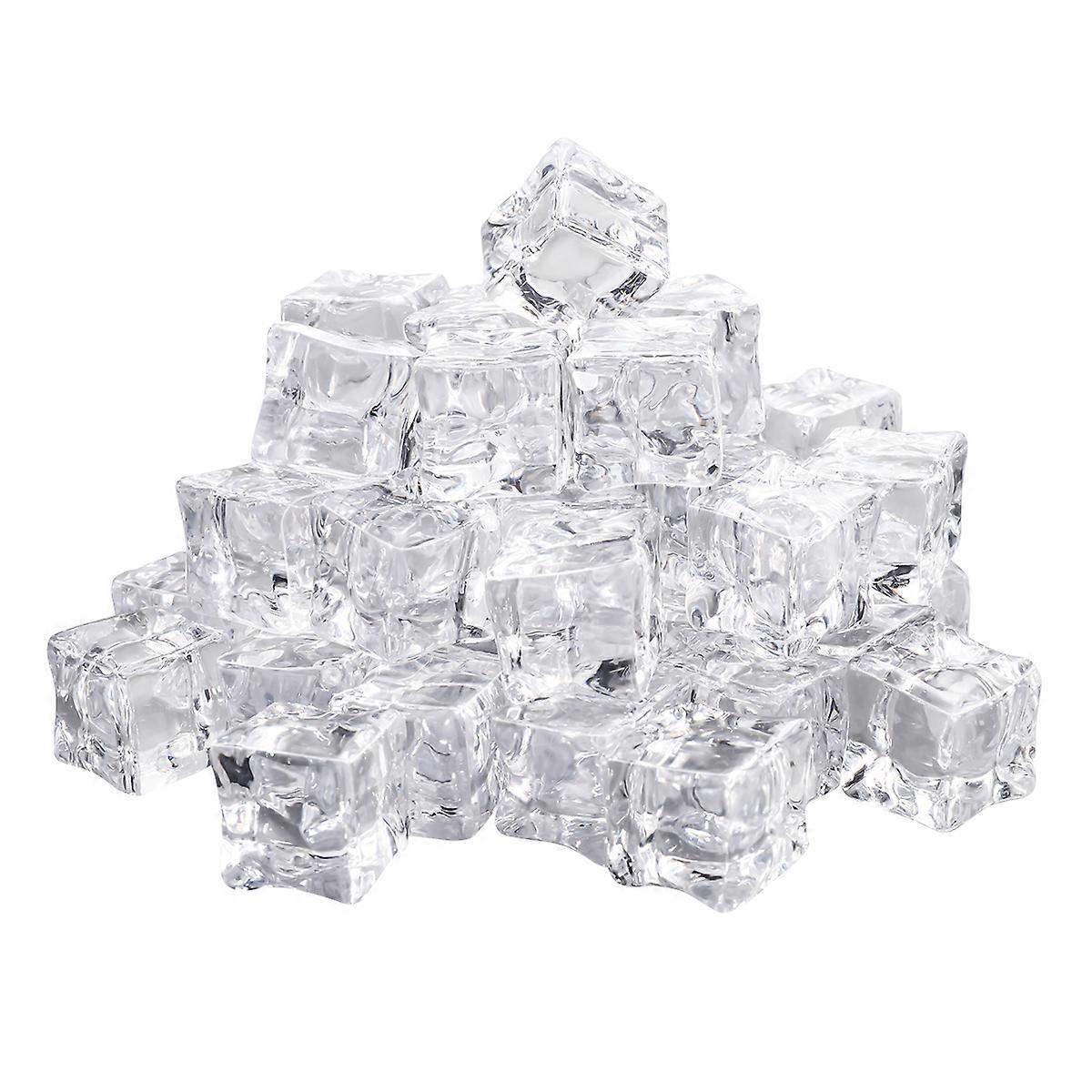 Vorcool 50 Stück 20 Mm Große, Quadratische Eiswürfel Aus Glänzendem Glas, Künstliche Acryl-eiswürfel, Kristallklar, Fotorequisiten, Küchendekoration