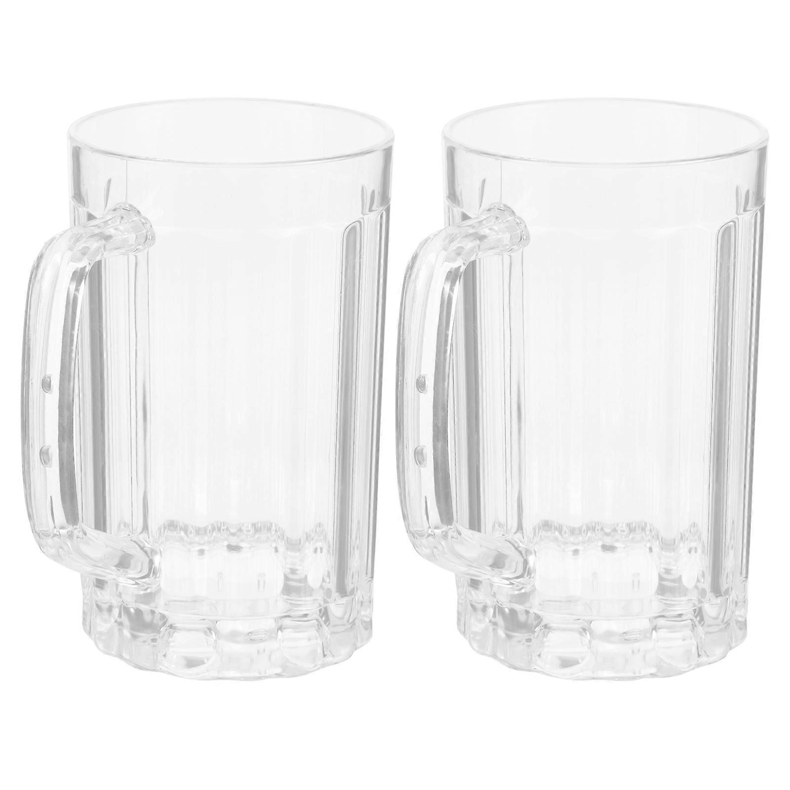2 Stück 500 Ml Transparente Bierkrüge Aus Kunststoff, Trinkbecher Für Bier Und Saft, Haushaltsbecher-8x8cm