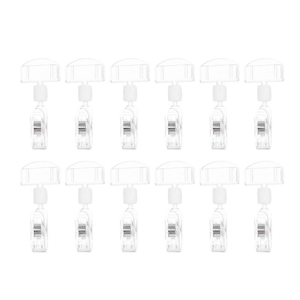 12 Stück Preisschildhalter, Namensschildclips, Drehbare Warenschildclips, Displayclips-6.60x3.00x1.50cm-transparent