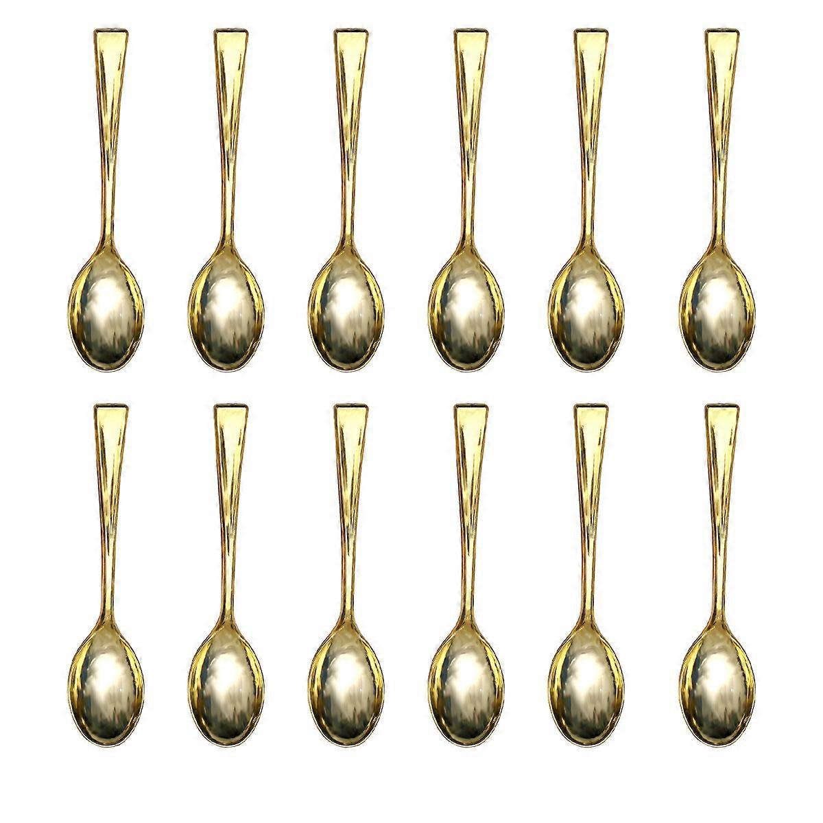24-teiliges Set Goldener Mini-einweglöffel Aus Kunststoff In Metalloptik – Besteck Für Grillpartys Und Picknicks-golden