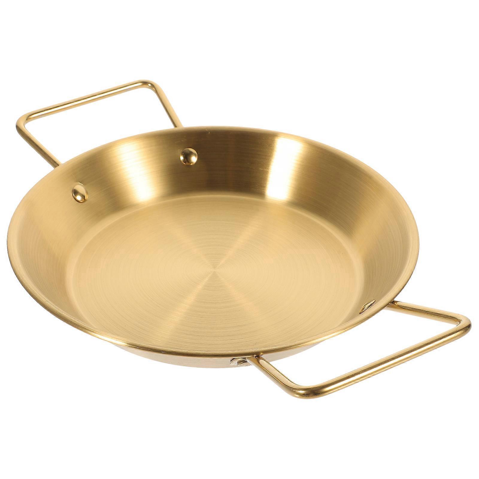 Stück Haushalts-bratpfanne, Zweifarbige Edelstahlpfanne, Pastateller (goldfarben)-29.00x21.00x3.30cm-golden