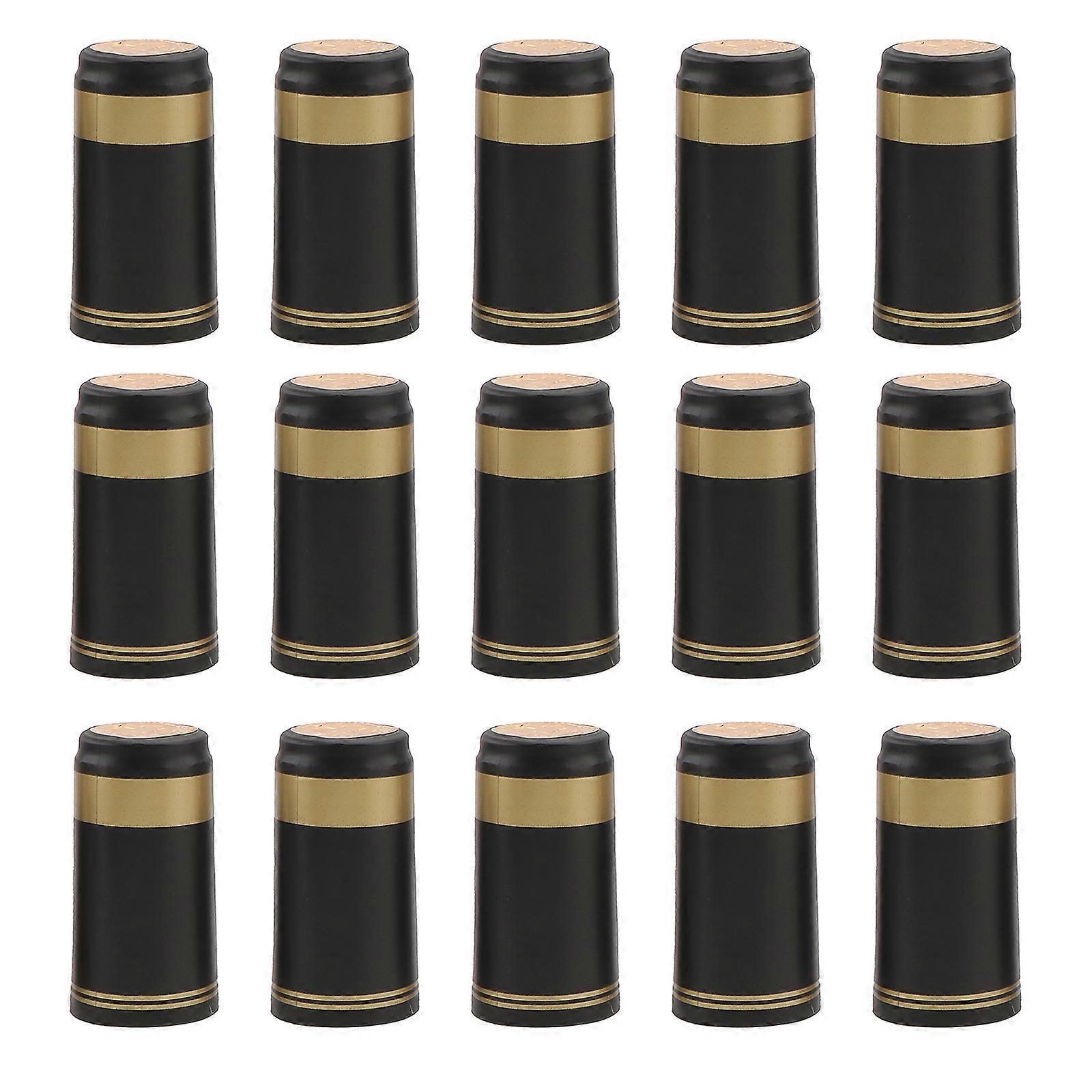 100 Stück Schrumpfkapseln Für Weinflaschen, Schrumpffolie Für Weinflaschen Mit Gerader Öffnung (schwarz, Goldener Rand)-3x3x6cm-black