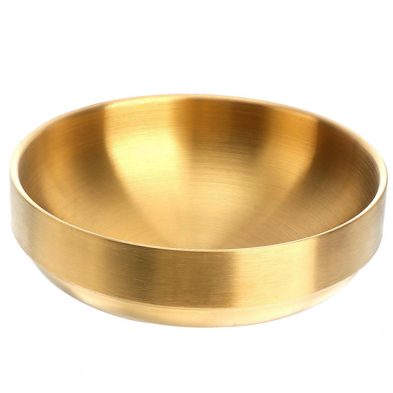 19 Cm Edelstahl Goldene Doppelschüssel Suppenschüssel Dicke Schüssel Bibimbap-schüssel Nudelsuppenschüssel (golden)-19.00x19.00x6.50cm-golden