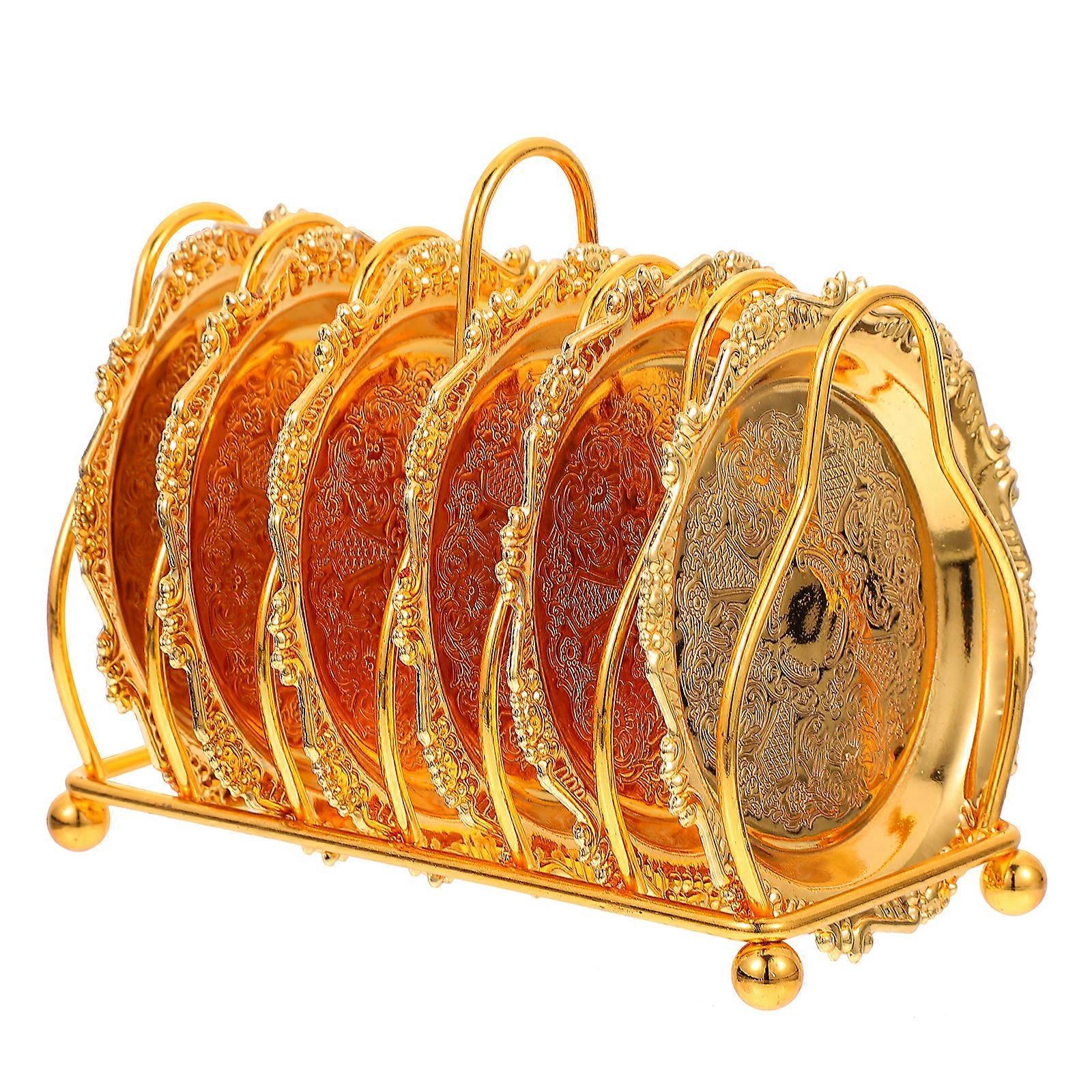 Set Goldene Obstschale, Dekorative Servierplatte, Aufbewahrungsteller Mit Gestell-14.5x10cm-golden