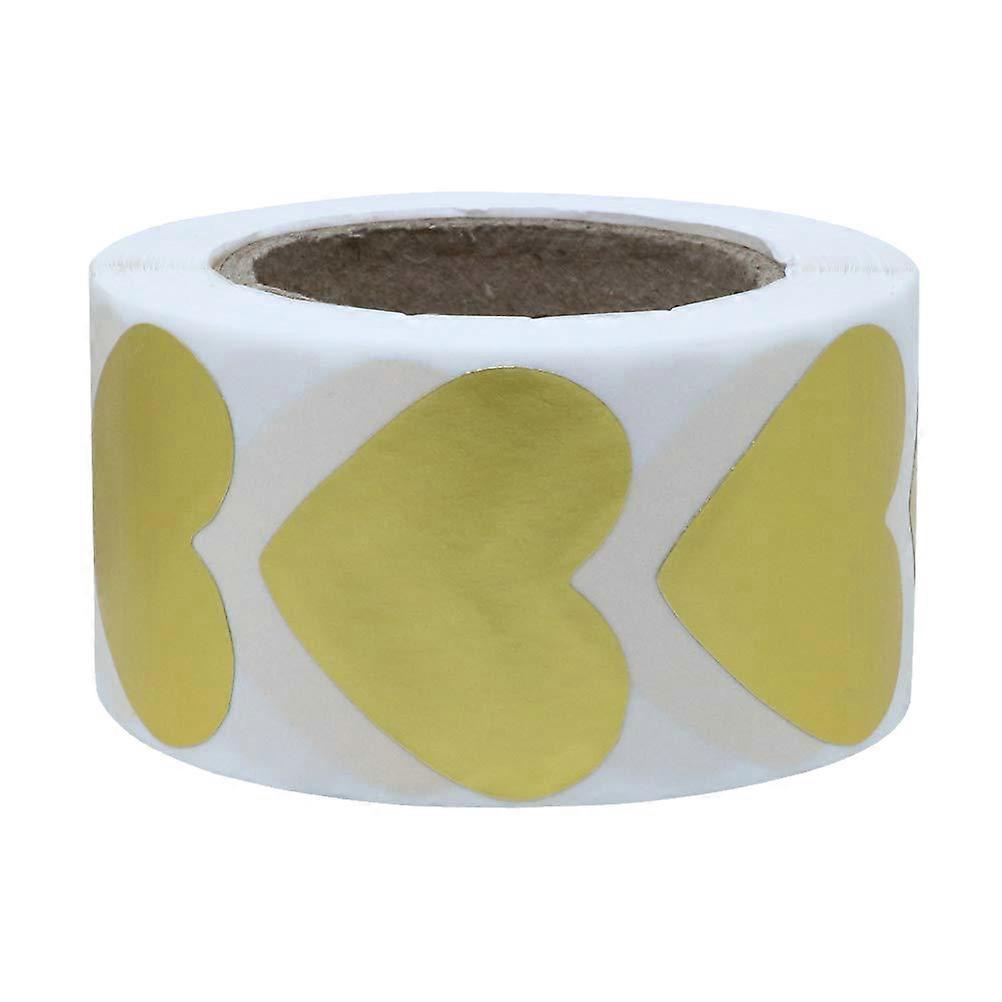 1 Rolle/500 Stück Goldene Herzaufkleber, Geschäftsetiketten, Lebensmitteletiketten, Selbstklebende Dankesaufkleber Für Kekse, Bäckereien, Diy-projekte-2.52.5cm-golden