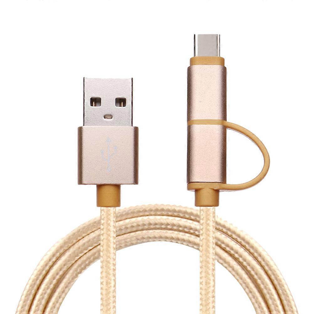 2-in-1 Multifunktions-datenkabel Typ-c Für Android (gold)-m-golden