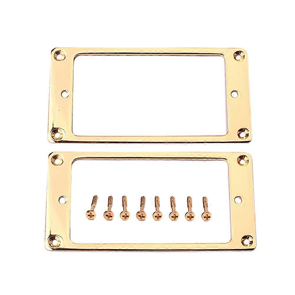 2 Stück Flache Metall-humbucker-tonabnehmer-befestigungsringe, Rahmen-befestigungsring, Flache Basis, Tonabnehmerrahmen Mit Schrauben, 92 X 46 Mm (gold)-9.20x4.60x0.20cm-golden