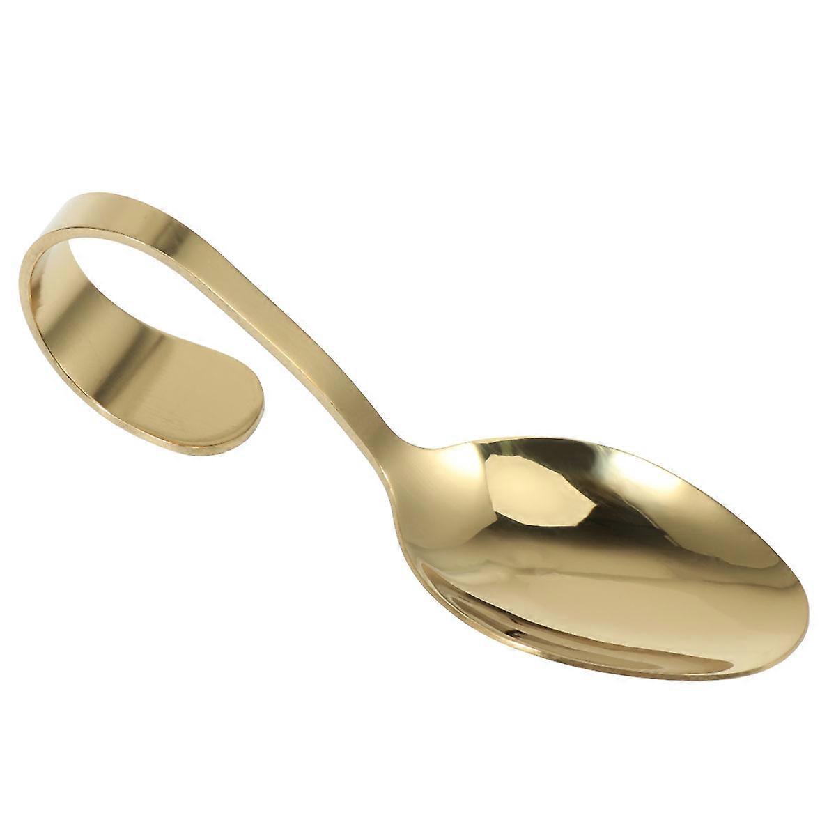 Edelstahllöffel Mit Gebogenem Griff, Essgeschirrlöffel Für Hotelbuffets Und Küchen (golden)-golden