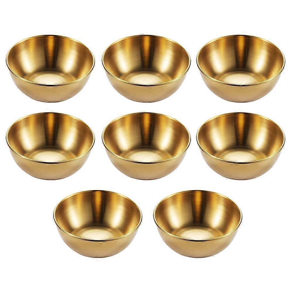 1 Set 8-teiliges Edelstahl-würzschalen-set, Praktische Saucenteller (golden)-8x8x2.5cm-golden