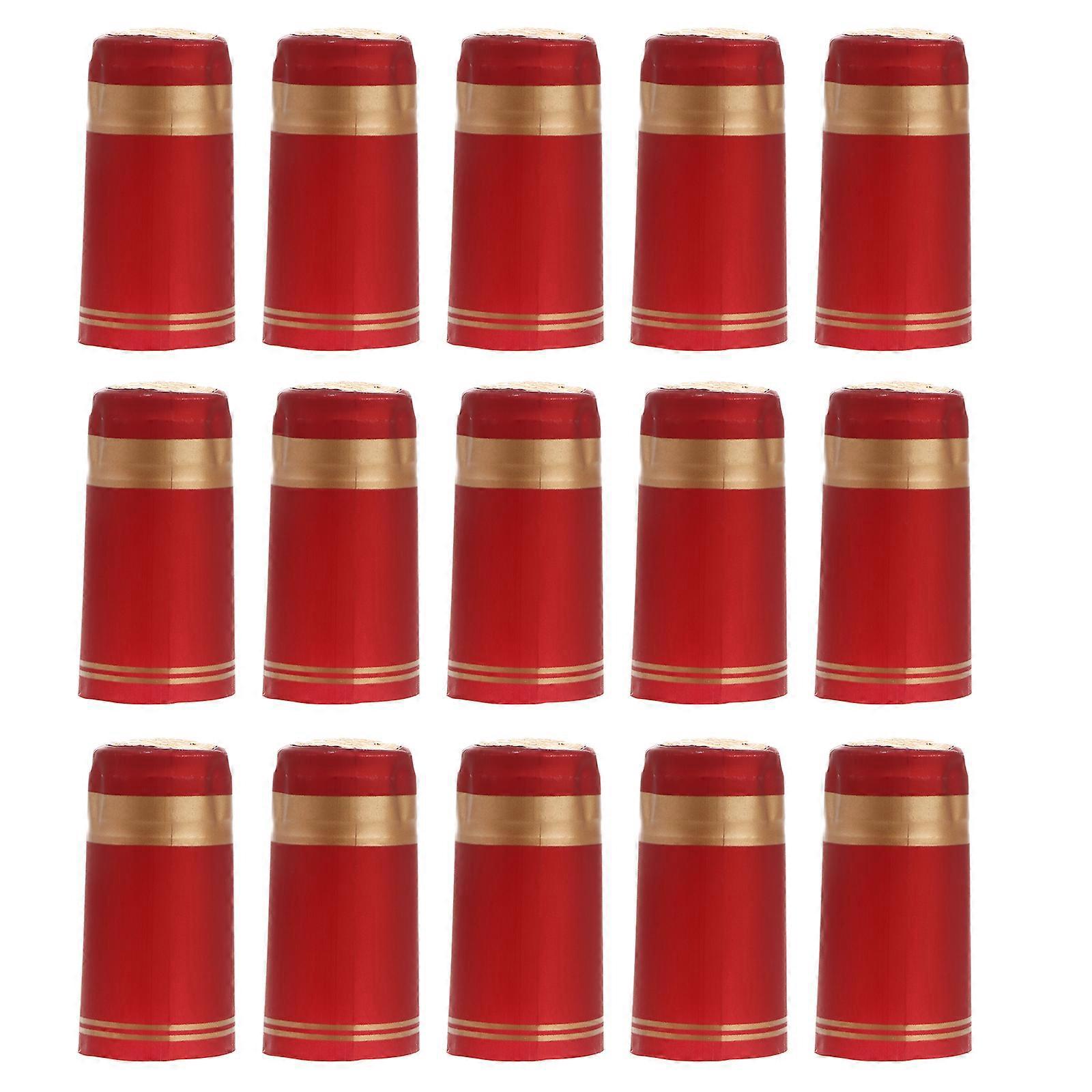 100 Stück Schrumpfkapseln Für Weinflaschen, Schrumpffolie Für Weinflaschen Mit Gerader Öffnung (rot, Goldener Rand)-3x3x6cm
