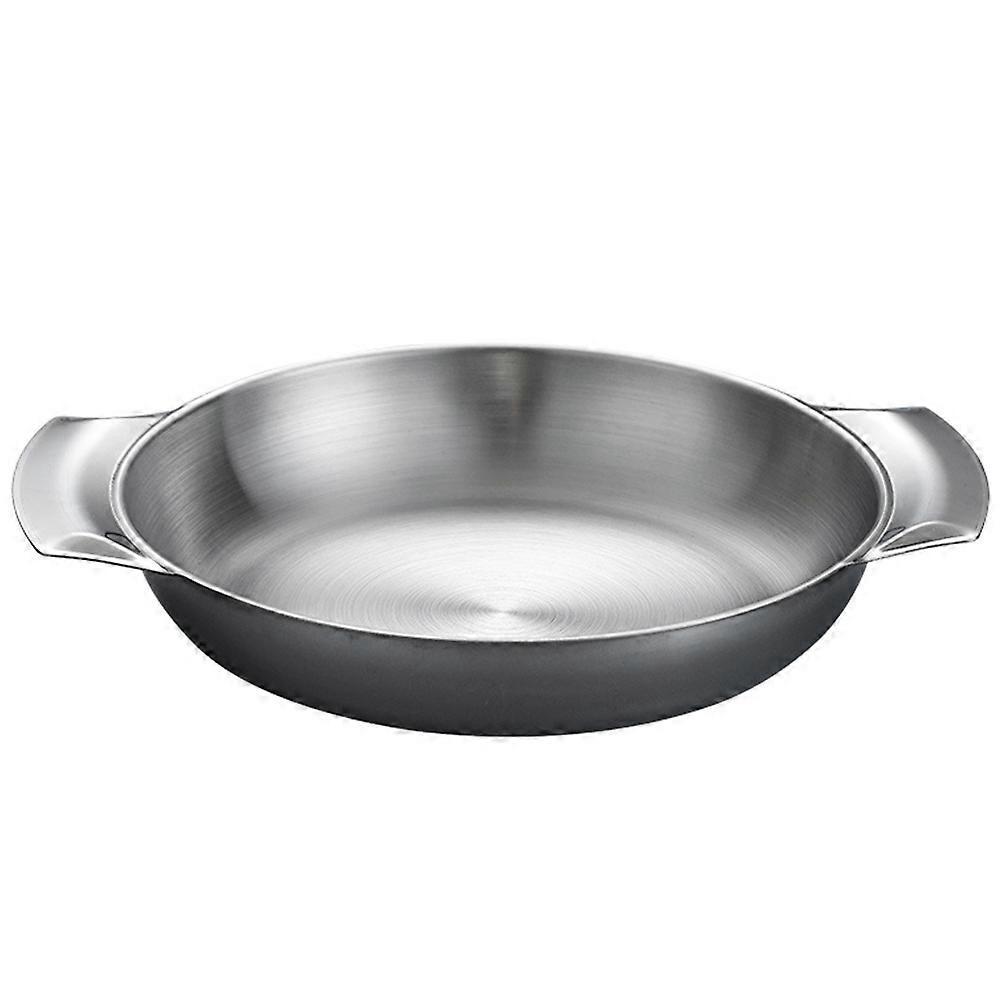 Edelstahltopf Mit Doppelgriff, Multifunktionale Paellapfanne Im Koreanischen Stil, Küchenkochpfanne-26x20x4cm-silver
