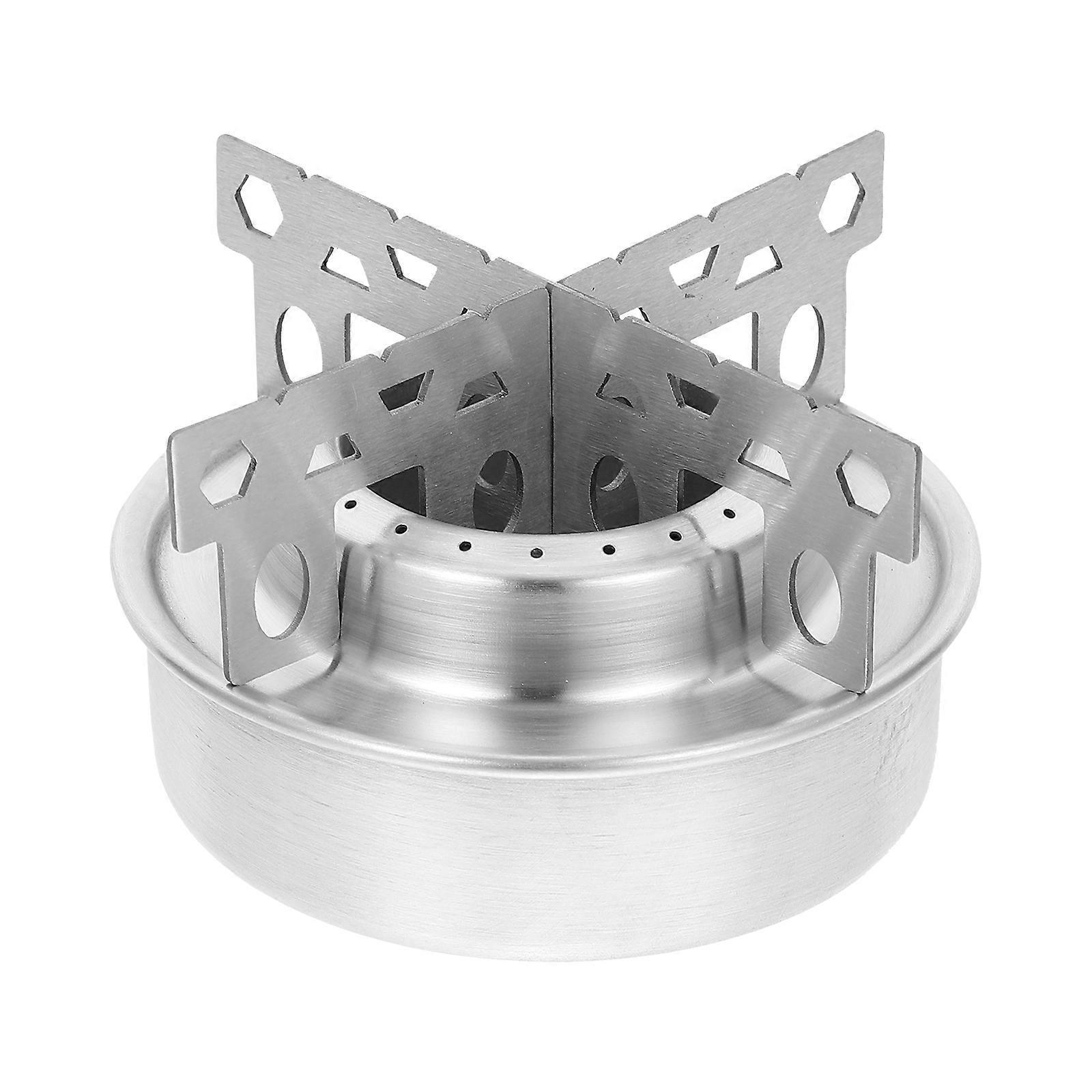 Set Aluminium Picknick-spirituskocher-kreuzständer Praktischer Campingkocher-gestellhalter Halterung Zubehör (silber)-9x9x5.8cm-silver