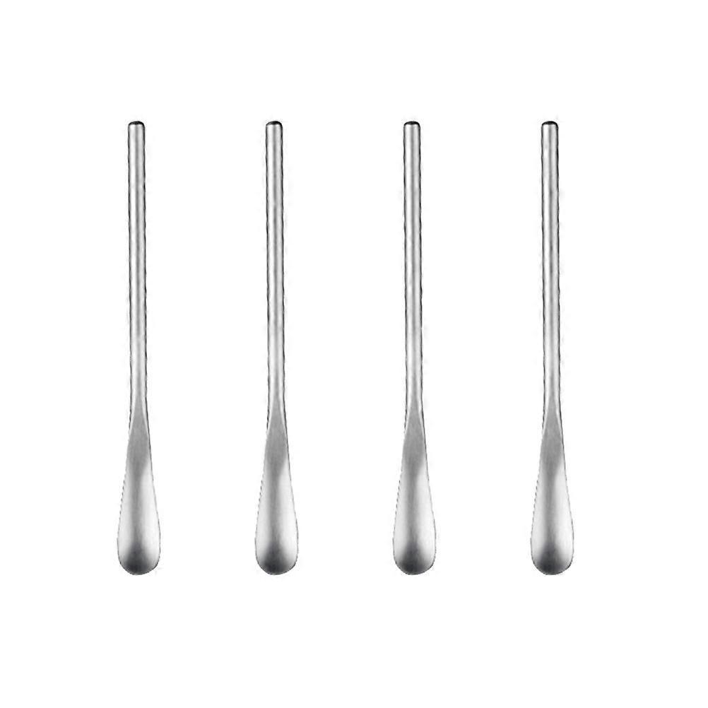 4-teiliges Set Rührlöffel Aus Edelstahl, Eiscremelöffel, Cocktaillöffel, Rührstäbchen (kurzer Griff, Silberfarben)-13.21.21.2cm-silver