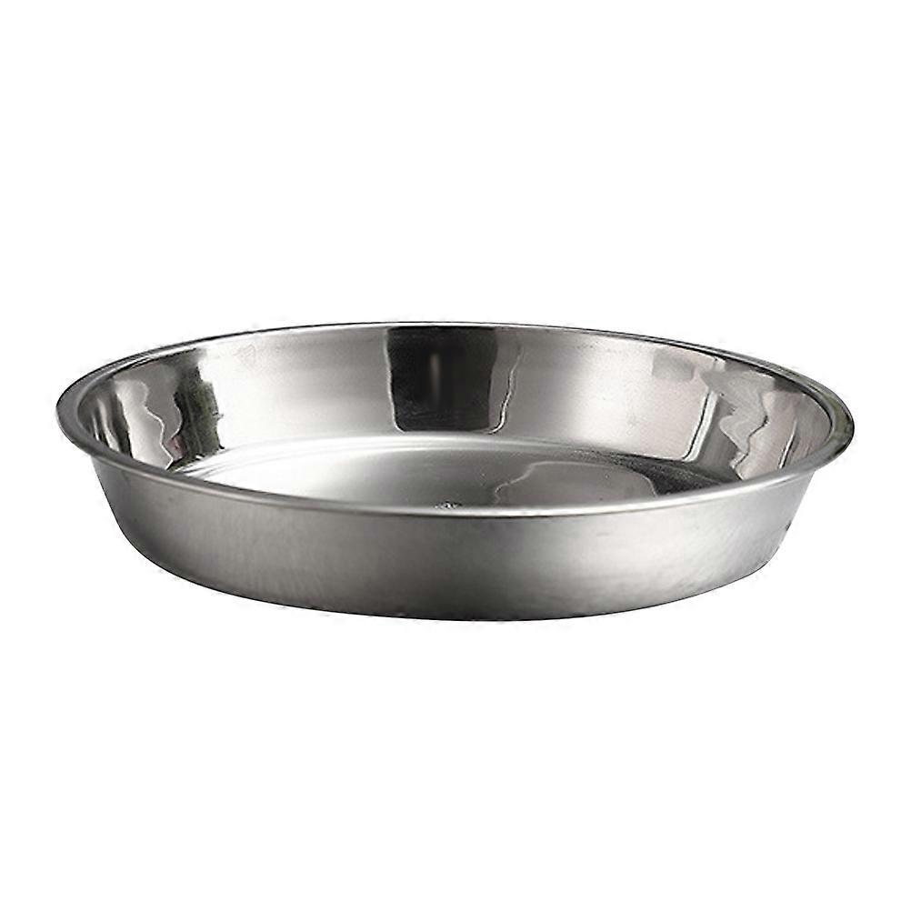 Flache, Runde, Tragbare Servierplatte Aus Edelstahl, Nicht Magnetisch, Obstteller, Kuchenbackform (24 Cm, Silber)-silver