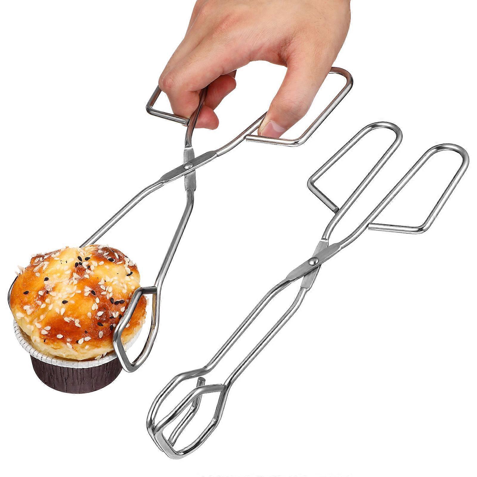 Stück Edelstahl-lebensmittelzange, Modische Brotzange, Lange Grillzange, Kohleklemmen Für Küche, Outdoor-camping (silber)-m-silver